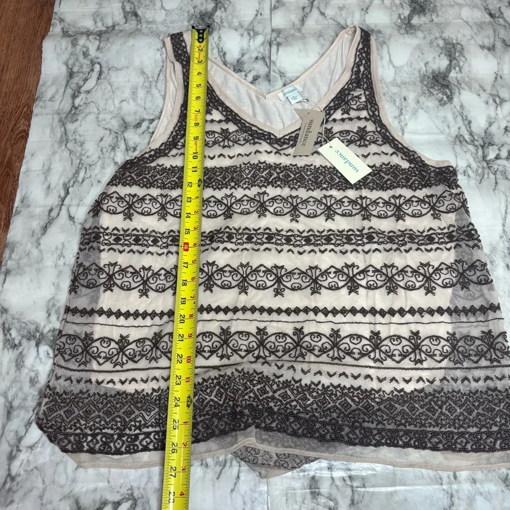 Sundance Catalog Sleeveless Beaded Bruin Beaded Tank cream brown Size large NWT - Picture 5 of 8